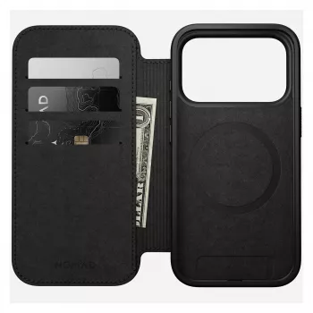 Θήκη folio Nomad Modern Leather Folio για iPhone 17 Pro, δέρμα + αλουμίνιο, 6,3 ίντσες (16 cm), Tan, 3 θήκες καρτών