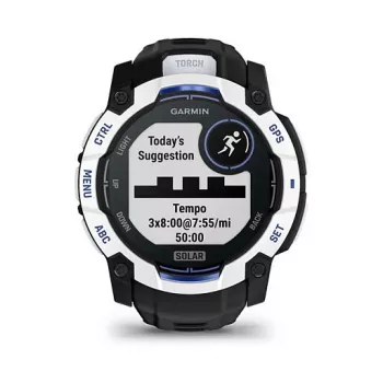 Smartwatch GARMIN Instinct 3,05 cm (1,2 ίντσες) AMOLED 45 mm 390x390 px Οθόνη αφής Μαύρο Λευκό GPS 4 GB 53 g Λουράκι σιλικόνης