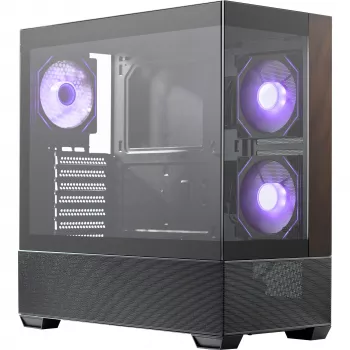 Cooler Master Elite 690 Κουτί PC, Midi-Tower, ATX, Tempered Glass - 4x ARGB-Ανεμιστήρες, Ξύλο, μαύρο
