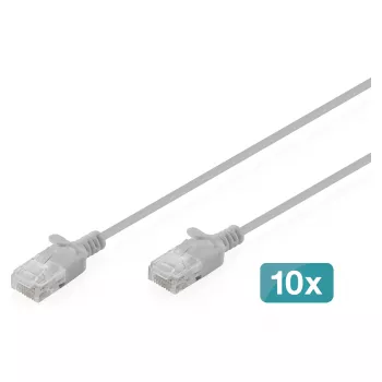 Καλώδιο δικτύου Patch DIGITUS CAT 6 U-UTP λεπτό 0,5 m γκρι, συσκευασία 10 τεμ.