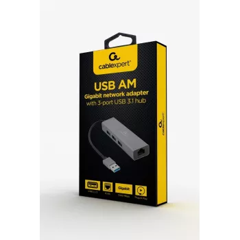Αντάπτορας γραφικών USB Gembird A-AMU3-LAN-01 — USB Type-A, USB 2.0/3.2 Gen 1, καλώδιο 0,17 m, 50 g