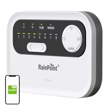 Χειριστήριο ποτίσματος RainPoint HIC801W WiFi — υπολογιστής άρδευσης 8 ζωνών, συνδεσιμότητα Wi‑Fi