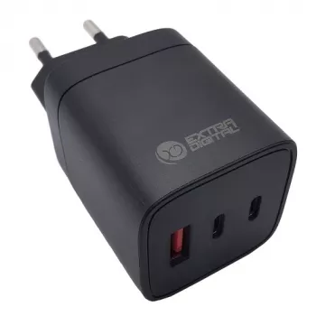 Φορτιστής EXTRA DIGITAL GaN 2x USB Type-C, USB Type-A: 65W, PPS
