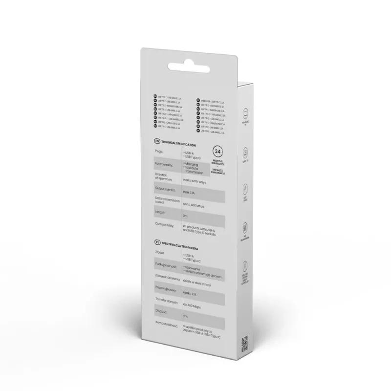Καλώδιο USB Savio CL-129 2 m USB 2.0 USB A USB C μαύρο