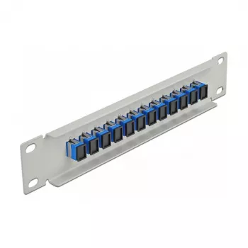 Patchpanel LWL DeLOCK 10 ιντσών 12 Port SC Simplex μπλε 1HE γκρι
