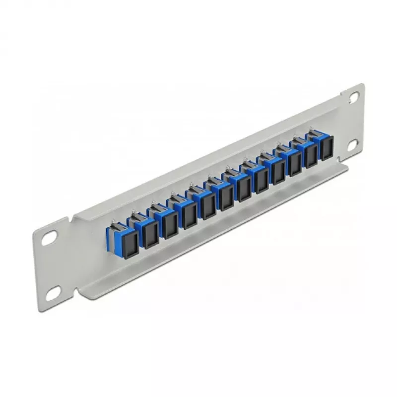 Patchpanel LWL DeLOCK 10 ιντσών 12 Port SC Simplex μπλε 1HE γκρι