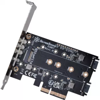 Silverstone SST-ECM27 κάρτα προσαρμογέα M.2/SATA, PCIe 4.0, 1x M-Key, 2x SATA 6G - Low Profile