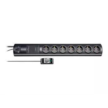 brennenstuhl Primera-Tec Comfort Switch Plus - προστασία υπέρτασης - εναλλασσόμενο ρεύμα 250 V - 3500 Watt - υποδοχές εξόδου: 7 - 2,0m - Γερμανία - μαύρο