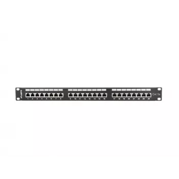 Patchpanel 1U LANBERG PPS5-1024-B — 24 θυρών RJ-45 Cat5, μέταλλο, μαύρο, τοποθέτηση σε rack