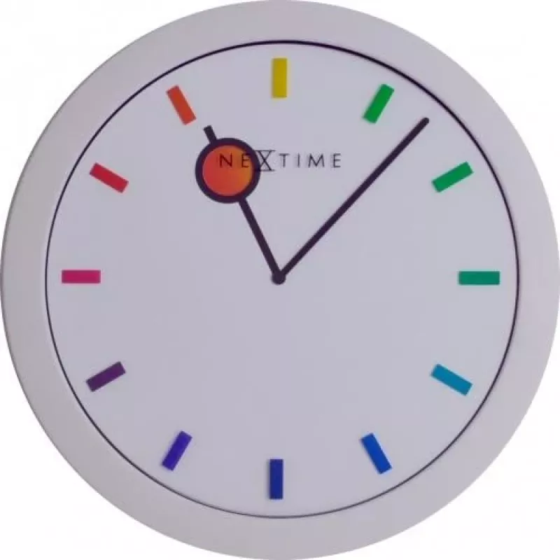 NeXtime Ρολόι 3048 Color Change, Ø28 cm, Επιτοίχιο, Λευκό/Πολύχρωμο