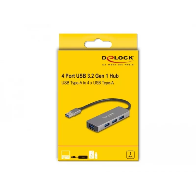 DeLOCK 63171 USB Hub 3.2 Gen 1 Type-A 5000 Mbit/s γκρι