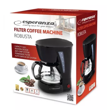 Καφετιέρα φίλτρου ESPERANZA EKC006, δοχείο νερού 0,6 l, 650 W, μαύρη, για πάγκο