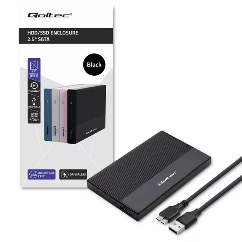 Θήκη για 2,5 ιντσών SATA SSD/HDD QOLTEC 52277 USB 3.0