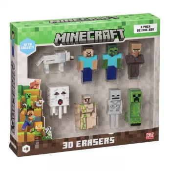 MINECRAFT 3D γόμες - συσκευασία 8 τεμ. Deluxe κουτί Ver.A