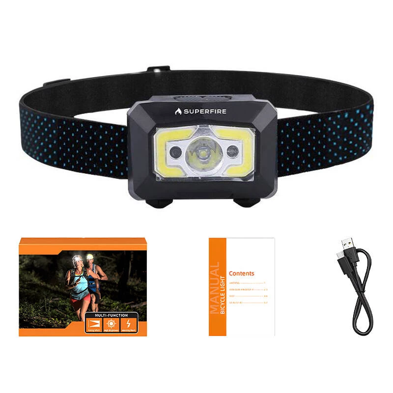 Φακός κεφαλής Superfire X30, 340 lm, USB, 5 λειτουργίες, 130 m