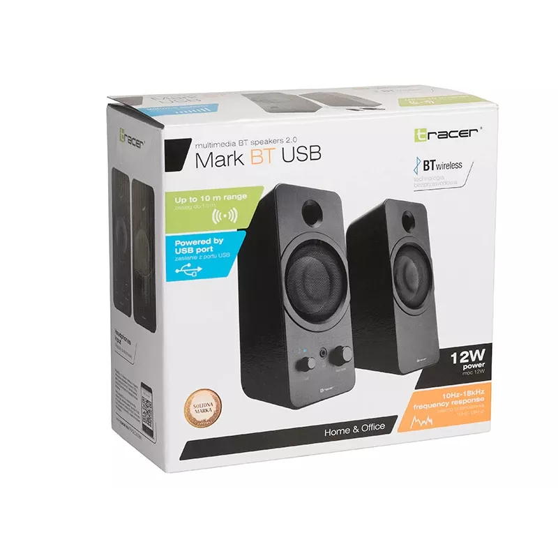 Ηχεία Desktop 2.0 TRACER Mark 12 W, Τροφοδοσία USB, Bluetooth, 2‑Way, 2 Drivers, Μαύρα
