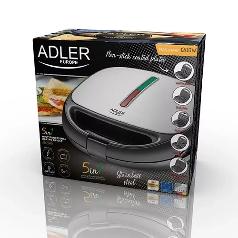Adler AD 3040 Τοστιέρα σάντουιτς 1200 W μαύρο, γκρι