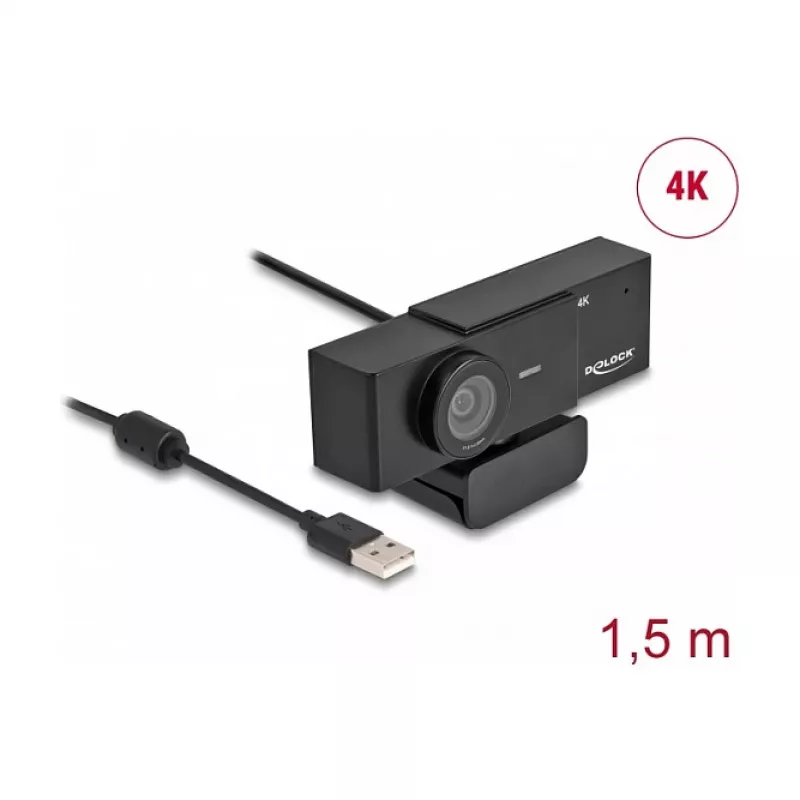Webcam DeLOCK 96400 8 MP 3840 x 2160 Pixel USB 2.0 Μαύρο