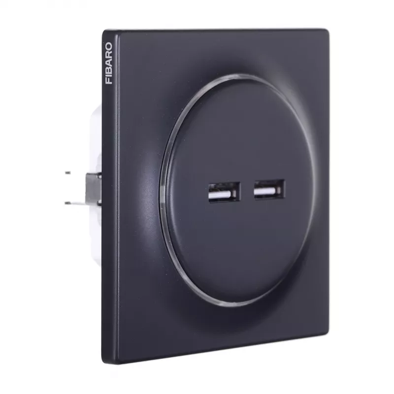 Fibaro FGWU-021-8 Πρίζα 2x USB Μαύρο