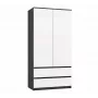 Ντουλάπα top e shop MALWA SS-90, 90×180×50 cm, ανθρακί σκελετός, λευκές περιστρεφόμενες πόρτες, 2 συρτάρια, laminate 16 mm