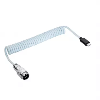 Akyga AK-USB-49 σπιράλ καλώδιο Aviator USB-C σε USB-C με βύσμα GX16, USB 2.0, 3 m, λευκό