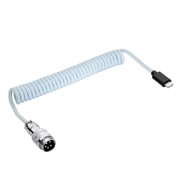 Akyga AK-USB-49 σπιράλ καλώδιο Aviator USB-C σε USB-C με βύσμα GX16, USB 2.0, 3 m, λευκό