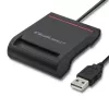 Αναγνώστης Καρτών ID QOLTEC Smart-Chip — USB, μαύρο, 84,5×65×16 mm, 63 g
