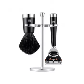 ZWILLING CLASSIC 3 τεμ. σετ ξυρίσματος με ξυράφι ασφαλείας, πινέλο και βάση - μαύρο
