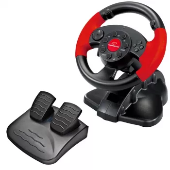 Τιμόνι ESPERANZA EG103 Gaming-Controller — PC/PS2/PS3, 13 πλήκτρα, δόνηση, αισθητήρας επιτάχυνσης, μαύρο/κόκκινο