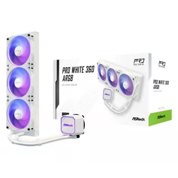 Ψύκτρα CPU ASROCK Pro 360 ARGB White – Υδρόψυκτο AIO 360mm, φωτισμός ARGB, λευκό φινίρισμα