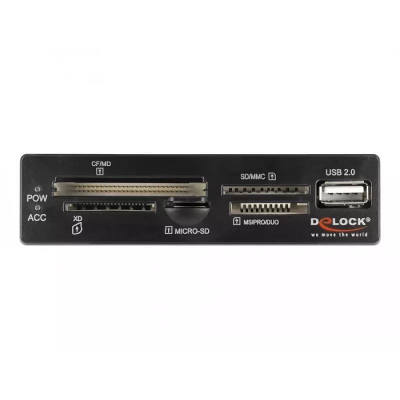 DeLOCK 91708 αναγνώστης καρτών USB 2.0 εσωτερικός μαύρο γκρι CF SD MicroSD