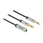 Delock - Προσαρμογέας headset - mini-phone stereo 3,5 mm 4-pole θηλυκό σε stereo mini-jack αρσενικό - 27cm - Μαύρο (66740)