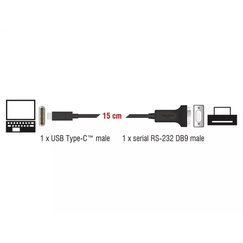 Σειριακό καλώδιο DeLOCK 63908 μαύρο 0,15 m DB-9