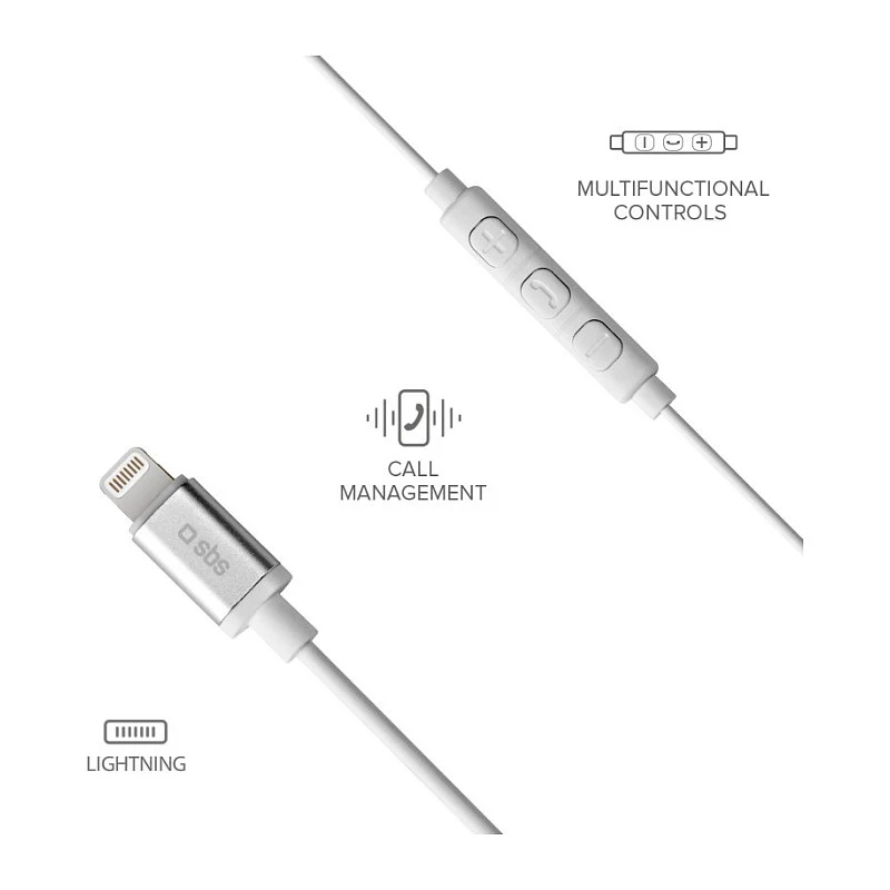 SBS TEINEARLIGHTW - Ακουστικά - In-Ear - Κλήσεις & Μουσική - Λευκά - Κουμπί - Buttons