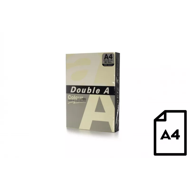 Χρωματιστό χαρτί Double A, 80g, A4, 500 φύλλα, Ελεφαντόδοντο