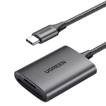 Ugreen CM401 USB-C αναγνώστης καρτών SD/microSD, 5 Gb/s, USB 3.1, MMC Micro, αλουμίνιο, γκρι
