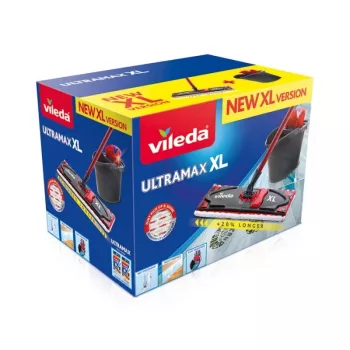 Σφουγγαρίστρα VILEDA Ultramax XL Box — πλενόμενη κεφαλή μικροϊνών περιστροφής 360°, αναδιπλούμενη, για σκληρά δάπεδα