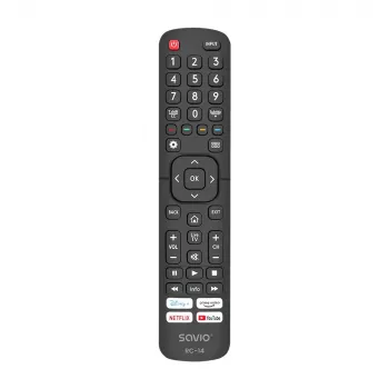 Universal τηλεχειριστήριο SAVIO RC-14 για Hisense Smart TV, IR Wireless, υποστηρίζει 14 συσκευές, εμβέλεια έως 10 m, μαύρο