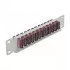 Patchpanel οπτικών ινών DeLOCK 10 ιντσών 12 Port SC Duplex μωβ 1U γκρι