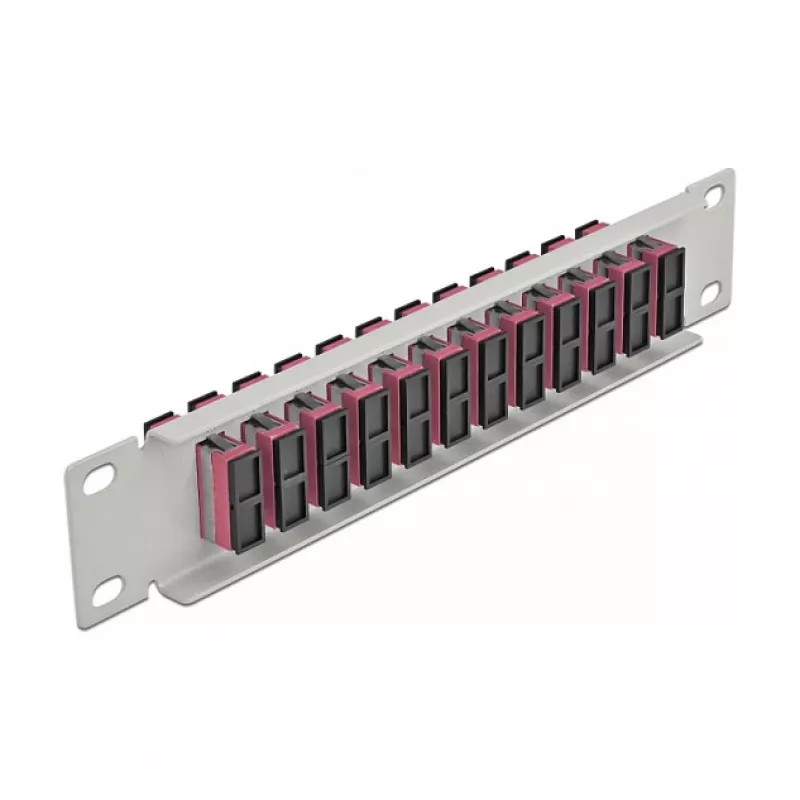 Patchpanel οπτικών ινών DeLOCK 10 ιντσών 12 Port SC Duplex μωβ 1U γκρι