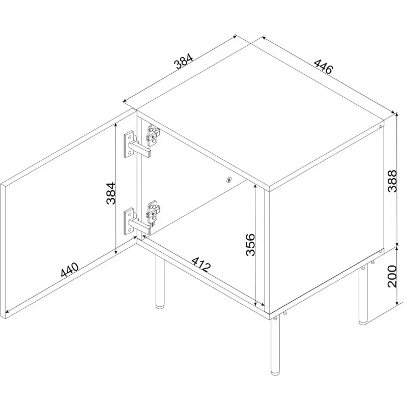 Σετ κομοδίνων 2 τεμ. Cama Meble ISLA 44,5×40×59 cm μαύρο ματ MDF/μοριοσανίδα