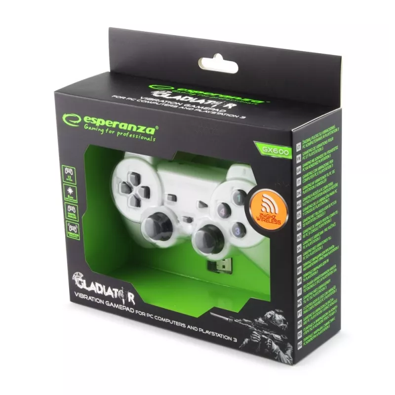 Esperanza EGG108W Χειριστήριο gaming μαύρο, λευκό RF gamepad αναλογικό / ψηφιακό PC, Playstation 3