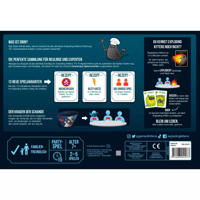 Exploding Kittens - Recipes for Disaster, Παιχνίδι με κάρτες
