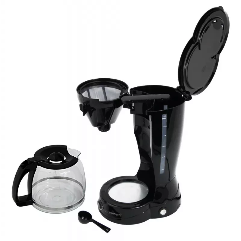 Καφετιέρα φίλτρου ESPERANZA EKC009, δοχείο νερού 1,5 l, 800 W, πάγκος, μαύρο