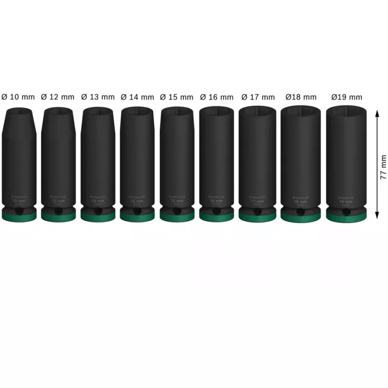 Bosch PRO 1/2 ίντσες σετ καρυδάκια 9 τεμ., βαθιά μαύρα καρυδάκια