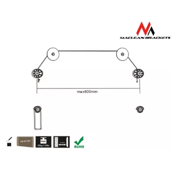 Maclean MC-557B εξαιρετικά λεπτή επιτοίχια βάση τηλεόρασης, 37–70 ίντσες, έως 50 kg, VESA έως 800x400