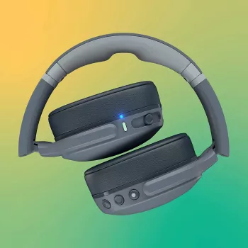 Ακουστικά Skullcandy Crusher Evo — ενσύρματα & Bluetooth, γκρι, 40 ώρες μπαταρία, USB-C, AUX, αναδιπλούμενα