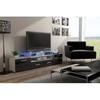 Βάση TV Cama EVORA 200 λευκό/μαύρο γυαλιστερό