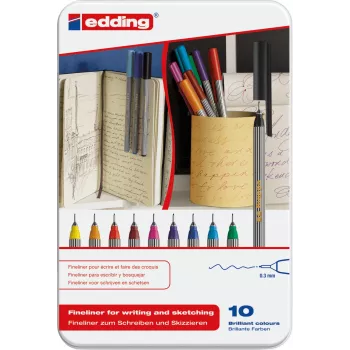 Στυλό fineliner Edding 55 σετ με 10 τεμ. – λεπτές μύτες 0,3 mm; διάφορα χρώματα