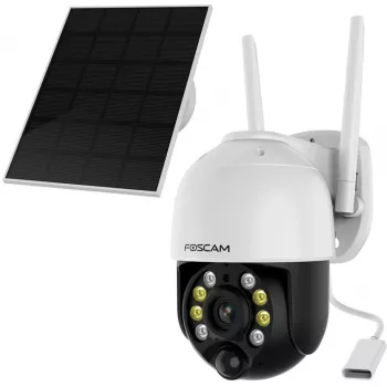 Foscam B4 κάμερα ασφαλείας IP Wi-Fi εξωτερικού χώρου, dome, 4 MP (2560 x 1440), με ηλιακό πάνελ, με μπαταρία, περιστροφή και κλίση, ψηφιακό ζουμ 6x, λευκή